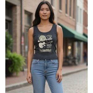 Obsessive‎ Love Nashville Music City Tennessee Graphic Tank Top Charcoal Grey XL